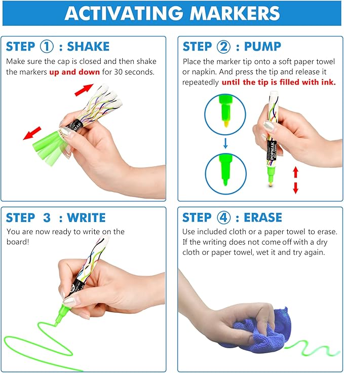 Magnetic Black Dry Erase Board Sheet 12" x 8" for Fridge, Easy to Read with 3 Bright Colors Chalk Markers, Small Refrigerator Magnet Whiteboard for Family Planner Grocery List