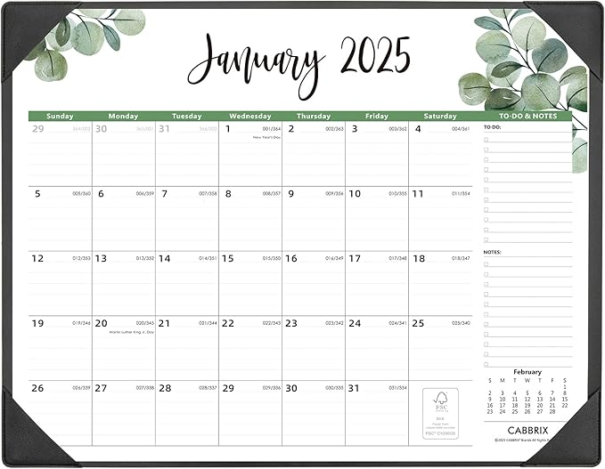 Large Desk Calendar 2025-2026 with Desk Mat, Cabbrix Desk Pad Calendar 22 x 17 Inch Runs From January 2025 to June 2026, Desk Blotter Calendar 2025 for Home School and Office
