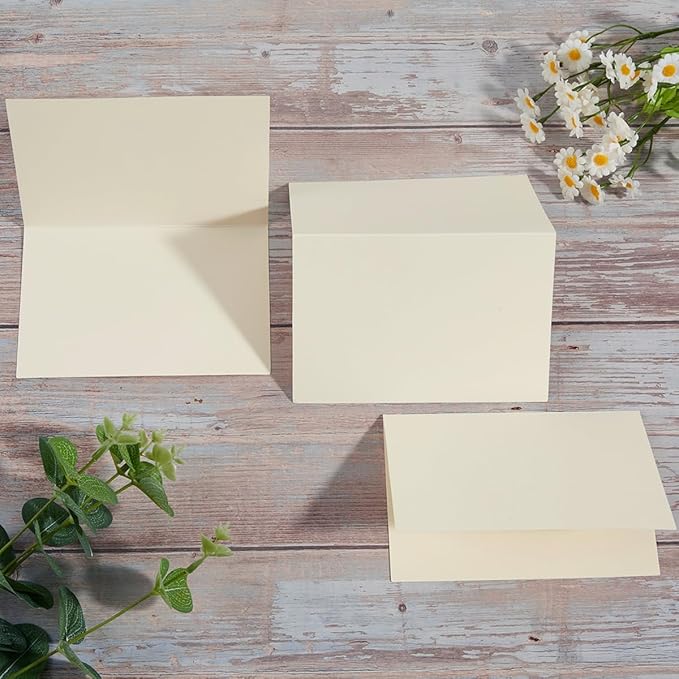 50 Pack Blank Cards Folded Cardstock Thank You Blank Greeting Cards for Invitations, Wedding, Greeting Cards, All Occasion DIY, 3x5 Folded Cards Cream