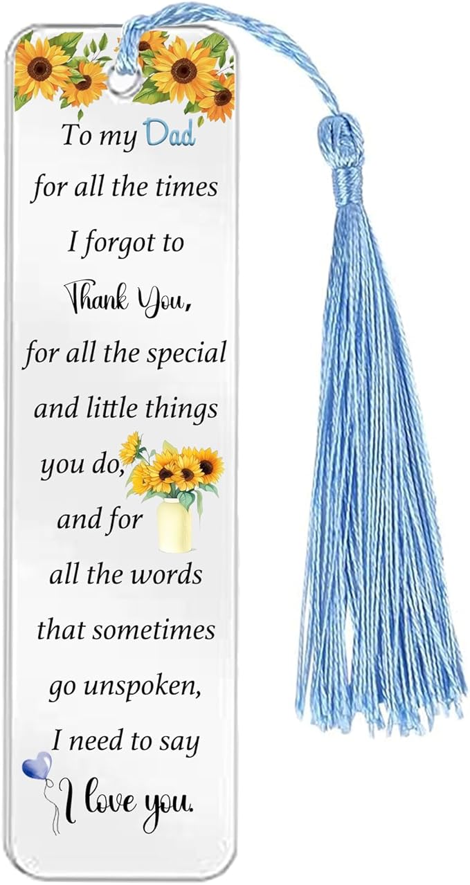 Daddy Gifts for Men Acrylic Plaque Bookmark Set Birthday Gifts for Dad Personalised Heart Keepsake Bookmarker Fathers Day Christmas Gifts for Papa from Daughter Son Dad You are The World