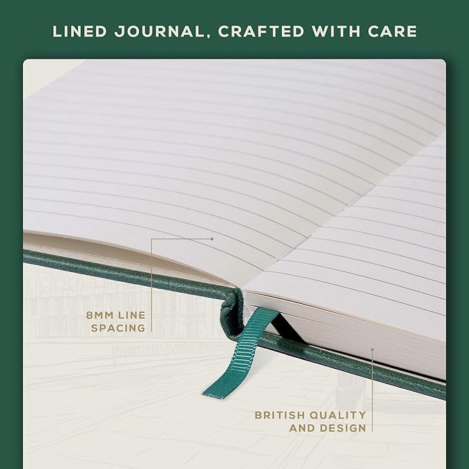 BEECHMORE BOOKS Lined Journal Notebook, 8.5 x 11.5 inch, A4 160 Lined Pages, Hardcover Leather Journals for Women, Men, Writing and Notebooks for Work - 120 GSM Thick Paper, Gifts Box Included