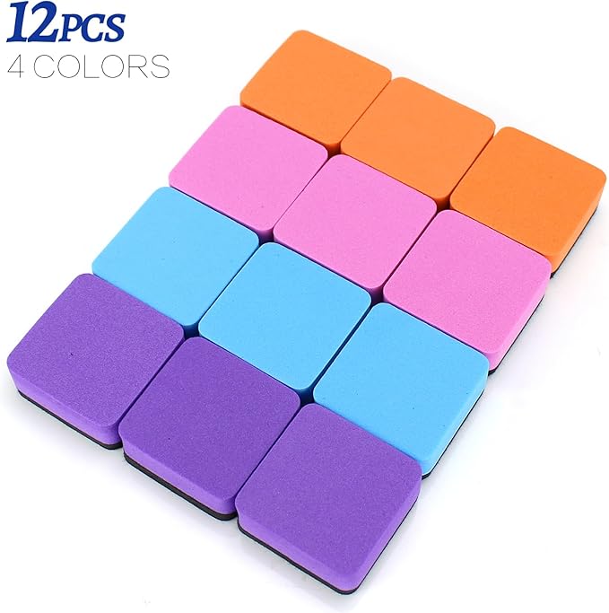 Magnetic Whiteboard Eraser,12 Pcs Mini Dry Erase Erasers,Whiteboard Eraser for Classroom, Home, and Office