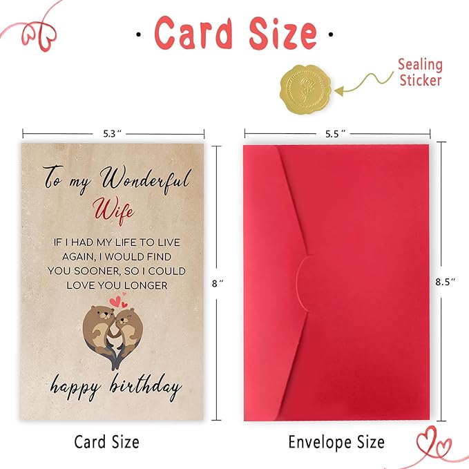 Romantic Wife Birthday Card, Sweet Birthday Card for Wife, Funny Birthday Gifts for Wife, Lovely Wife Birthday Card from Husband