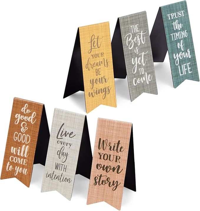 Paper Junkie 36-Pack Inspirational Magnetic Bookmarks for Women with Motivational Quotes, Bulk Magnet Page Clips for Students, Teachers, Office, Reading, 6 Designs (2.5x1 in)