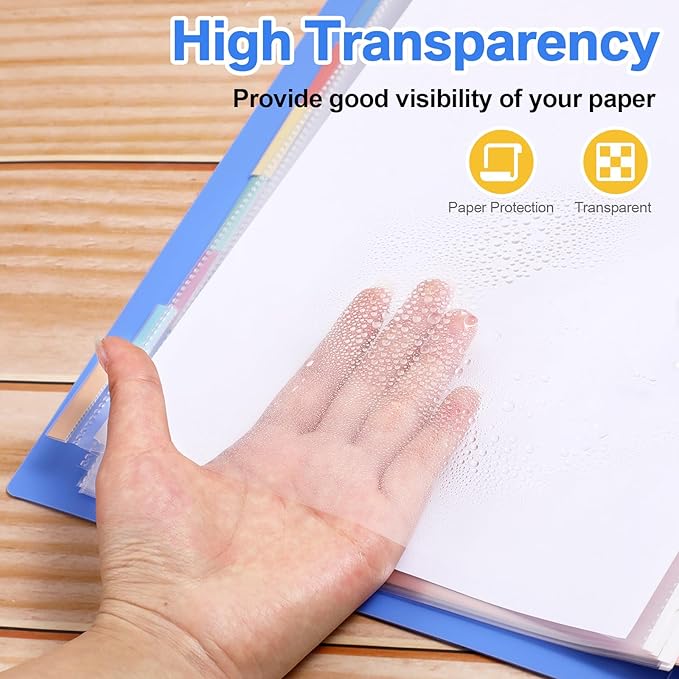 ReliThick 6 Set of 48 Pack Clear Binder Sheet Protectors with 8 Tabs Sturdy Binder Sheet Protectors for 3 Ring Plastic Page Insertable Index Divider, 8.5 x 11 Inch