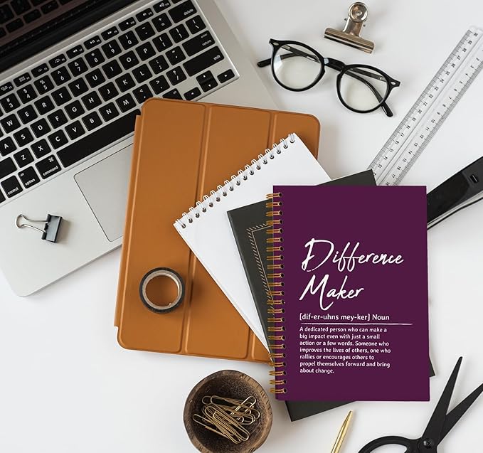 OXW Difference Maker Appreciation Gift, Meeting Notebook for Work, Thank You Gifts for Leader Mentor Manager Boss, Office Supplies Social Worker Notebook, Purple Hardcover Spiral Notebook 5.5 x 8.3