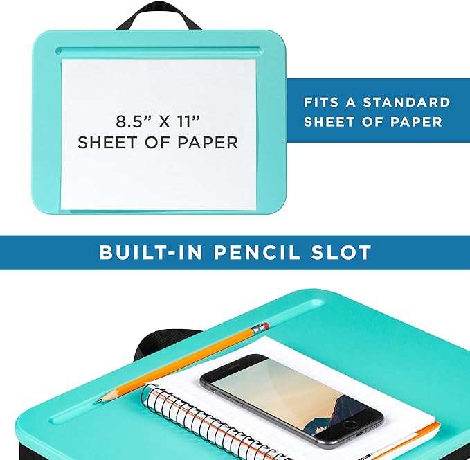LAPGEAR Compact Lap Desk - Aqua Sky - Fits up to 15 Inch Laptops - Style No. 43109