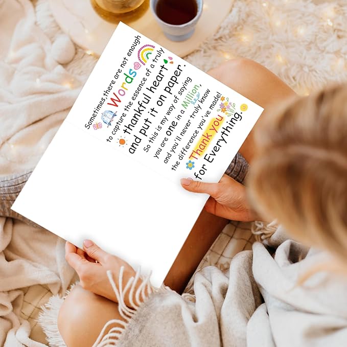 Bright & Colorful Thank You Gift Card for Women, Men, Teachers, Bosses, Friends, Family, School Counselors – Perfect for Appreciation Gifts with Envelope