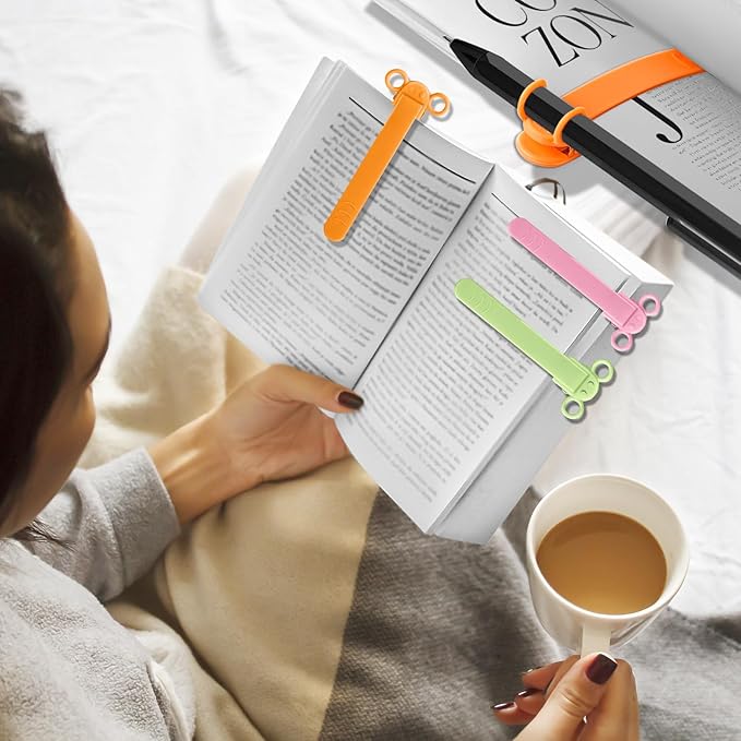 3pcs Page Bookmarks for Reading, Automatic Book Marks Tailored for Book Enthusiasts, Unique and Cute Book Page Holder Markers Clip Reading Accessories Gifts（Green Pink Orange）