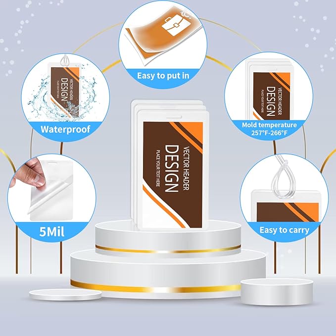 200 Pieces 5 Mil 2 1/2" x 4 1/4" Luggage Laminating Pouches Without Rope Clear Thermal Laminate Pouch Tags with Slot Hole for Pass Cards Student ID (200, 5 Mil-No Loops)