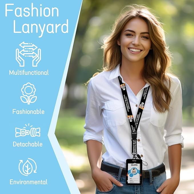 Lanyards for Id Badges, Badge Holder with Retractable Reel Clip, Halloween Funny Horror Skeleton Skull Card Name Tag Lanyard Vertical ID Card Protector for Women Nurse Doctor Teacher Student