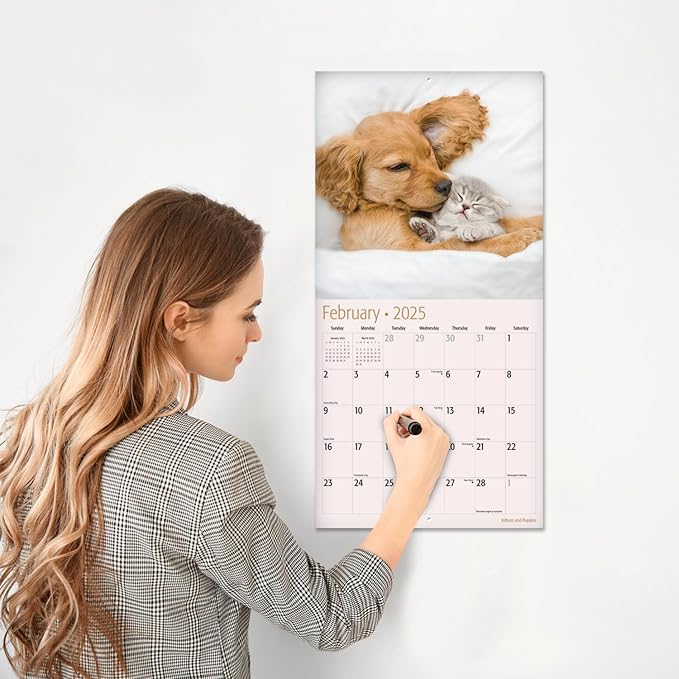 RED EMBER Select - Kittens & Puppies 2025 Wall Calendar 12 Month | 12" x 24" Open | Thick & Sturdy Paper | Giftable | Calendar 2025