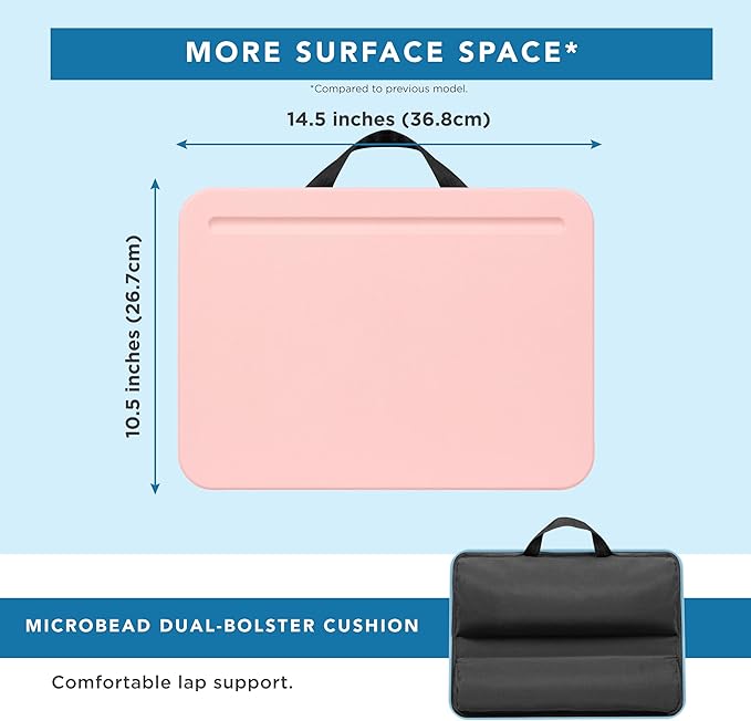 LAPGEAR Compact Lap Desk - Rose Quartz - Fits up to 15 Inch Laptops - Style No. 43104