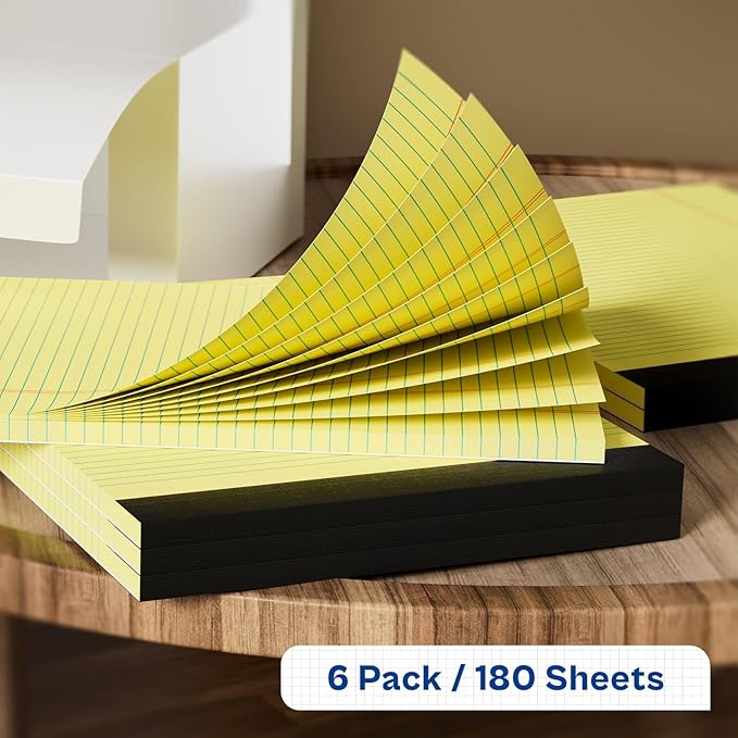 Legal Pads 8.5 x 11 College Ruled 4 Pack Yellow Note Pads 8.5 x 11 Notepads 30 Sheets Perforated Notepad Writing Pads 21lb Paper Legal Pad Ruled Paper Pad with Sturdy Back for School, Home, Office