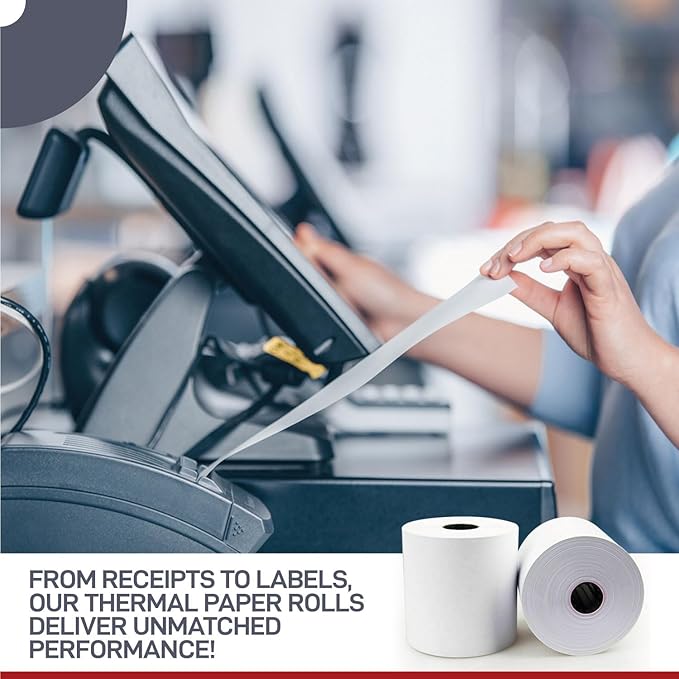Thermal Paper 2 1/4 x 50-100 Rolls - BPA Free - 55 GSM - Credit Card Paper Rolls Thermal 2 1/4 x 50 for Clover Flex, Verifone VX 520, Dejavoo Z11, Ingenico Desk 3500 - Fits All POS Machines