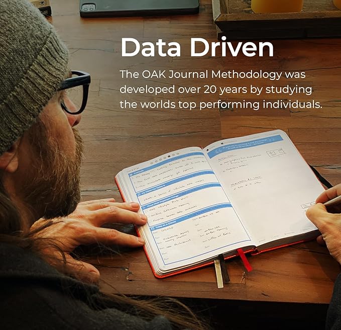 The OAK Journal Grey Smart Goal Planner Journal and Planner for Full Focus and Best Self Quarterly Goal Planner & Daily Gratitude Journal