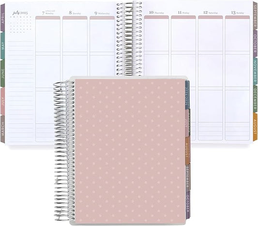 Erin Condren 12-Month Spiral Life Planner (Jan 2025 - Dec 2025) | 7x9 Weekly Planner with Monthly Calendars | Canvas Asterisk Covers, Bold Blooms Interior, Vertical Layout, Platinum Coil