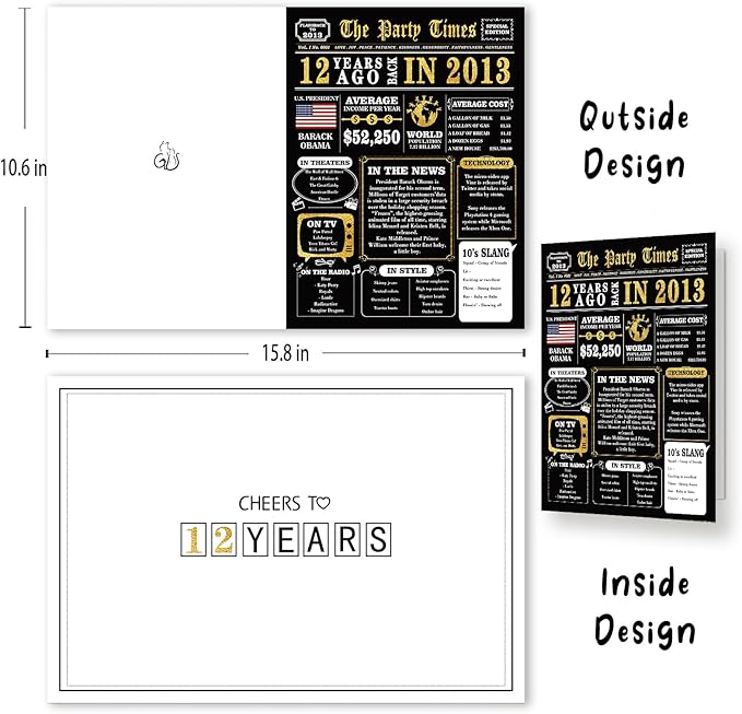 Big 12th Birthday Card, Happy 12th Birthday Decorations for Boy Girl, Funny 12 Year Old Birthday Card for Son Daughter, Best 12 Year Old Bday Gifts Ideas for Grandson Granddaughter