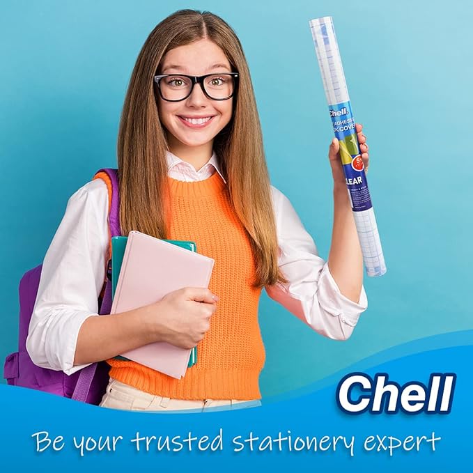 Chell Clear Contact Paper Roll for Books, 17.5 in x 30 ft Clear Self Adhesive Book Cover Paper Protector