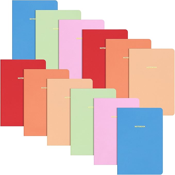 LABUK 12pcs A5 Bulk Notebooks Journals, 5.5 x 8in Lined Pastel Journal Notebook, Colors Ruled Journals for Writing, Office,60 Sheets 6 Color