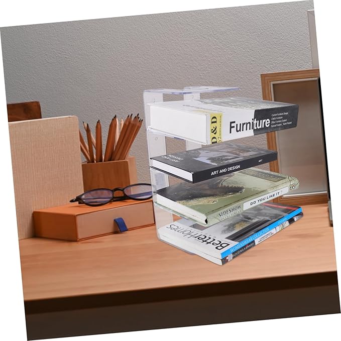 Ciieeo Wallet Acrylic Books Wallet Holder Desk Book Ends Book Holders for Shelves Book Stand Manager Shelf Partition Plate Decorate Bookend Storage Bag Desktop Delicate bookend