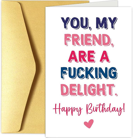 Chenive Funny Birthday Card for Friend, Friend Birthday Card for Men Women, Happy Birthday Card for BFF Bestie Sister Brother, Birthday Card for Classmate Coworker