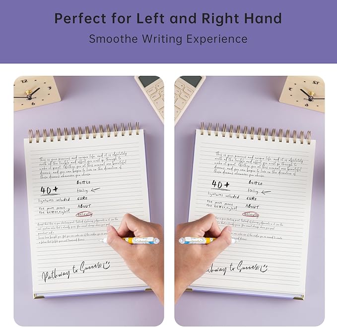 Top Spiral Notebook 8.5x11 in,Steno Notebooks Top Spiral 240 Pages, Inner Pocket College Ruled, Hardcover Steno Pads, Left-Handed,Spiral Notepads for Work, School, Office, Business