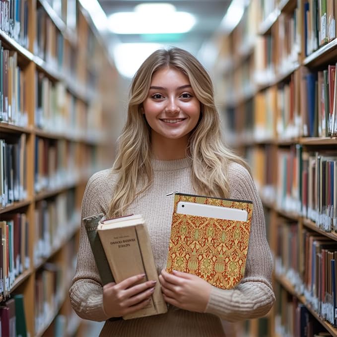 Vintage Flower Book Sleeve Book Lovers Gifts Autumn Style Waterproof Book Cover Book Accessories Book Covers for Paperbacks Book Pouch Book Protector with Front Pocket for Women Girls Readers Daughter