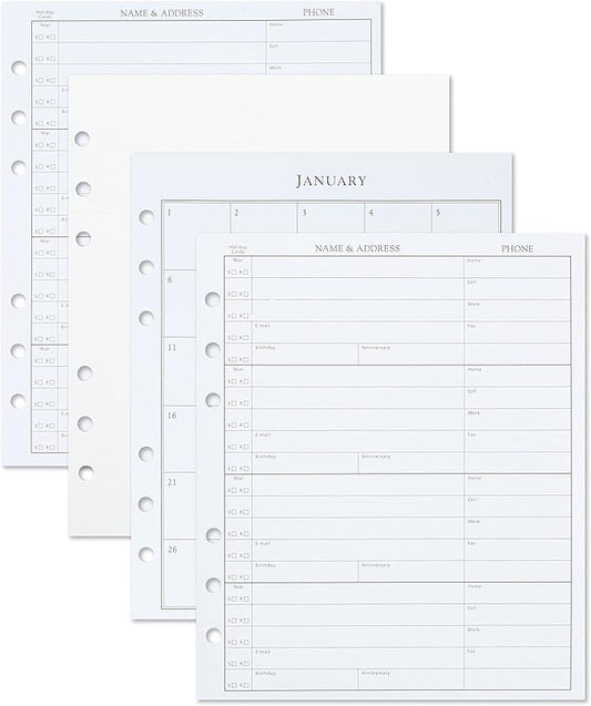 Hallmark Address Book Refill Pages (Pack of 44 Replacement Pages for Addresses, Appointments)