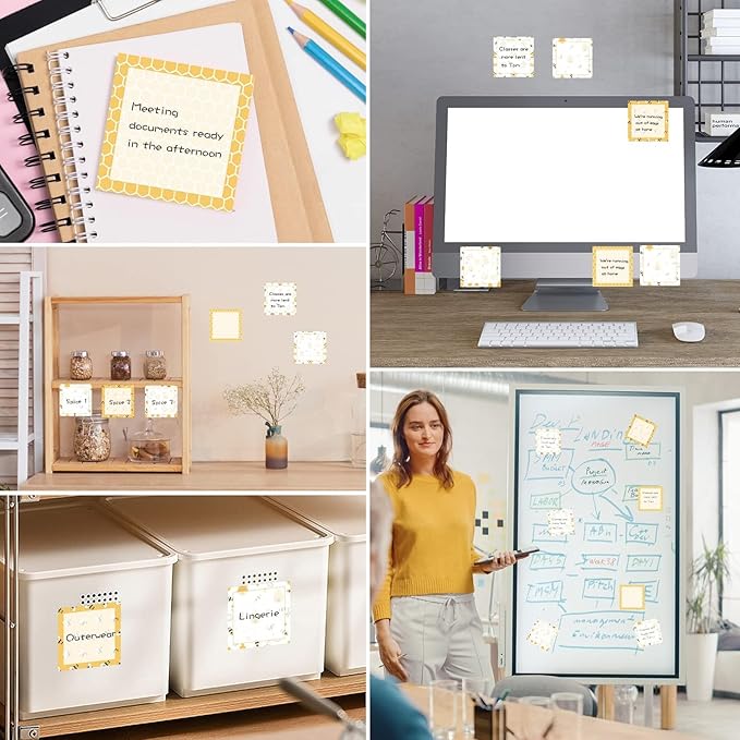 9 Pieces Bee Sticky Notes Adhesive Bee Memo Notes Self-Stick Note Pads for Spring Summer School Office Home Supplies Students Teachers Presents, 9 Styles