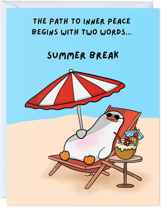 ALY LOU Teacher Thank You Card, Appreciation Card for Educator, Day Care, Preschool, Elementary High School, Graduation or Back to School, Summer Break Gift (The Path to Inner Peace ... Summer Break)