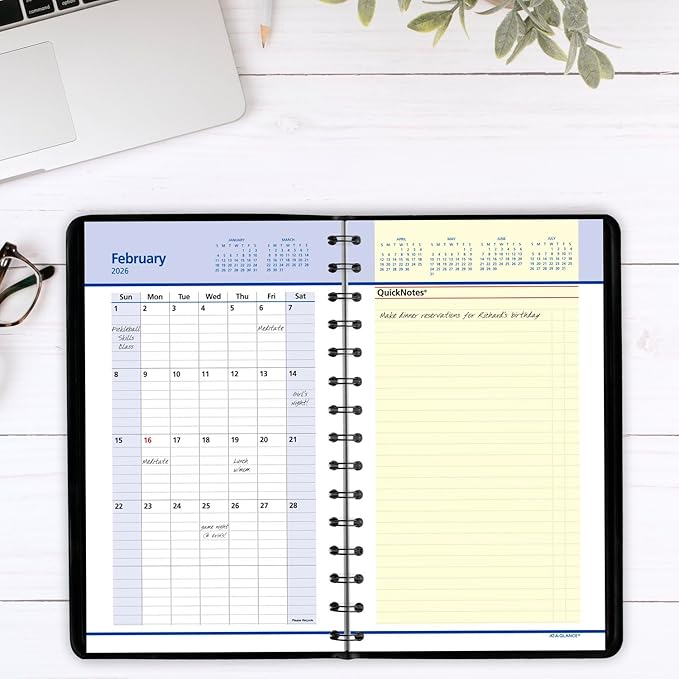 AT-A-GLANCE 2025 Appointment Book Planner, Weekly & Monthly, 5" x 8", Small, QuickNotes, Black (76020525)