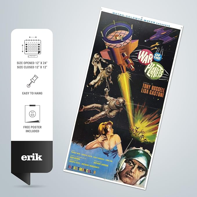 Retro Sci-Fi Wall Calendar 2025 12" x 12" FSC® Plastic Free - Starts Week On Sunday | Square Wall Calendar | Family Planner Calendar 2025 | Vintage Calendar 2025