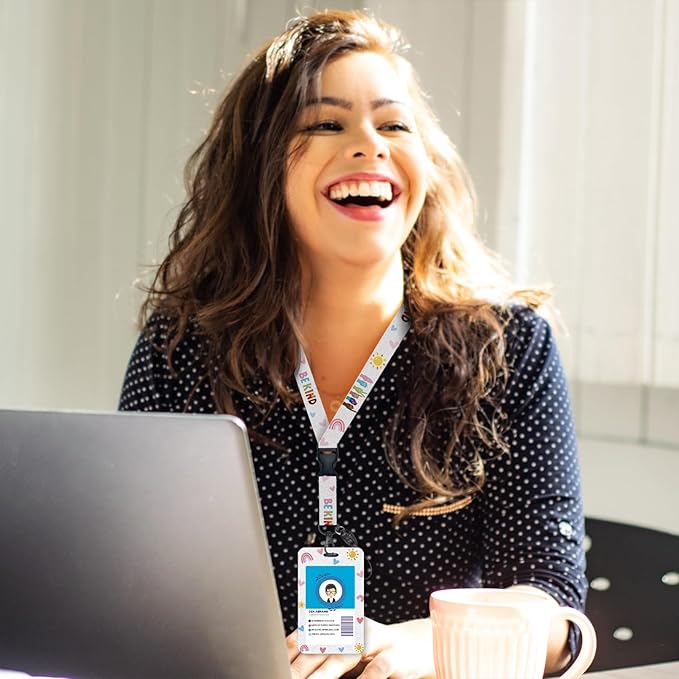 Be Kind Lanyards for Id Badges, Cute Hand Sign Badge Reel Heavy Duty with Carabiner Clip, Fashionable ID Badge Holder with Breakaway Lanyard, Teacher Nurse Office Christmas Gifts