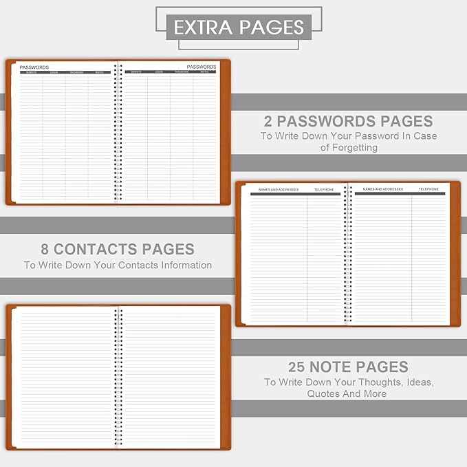 2025 Monthly Planner - 2025 Calendar/Planner 12 Months with Faux Leather, 8.86" x 11.4", Jan.2025 - Dec.2025, 15 Notes Pages, Strong Twin - Wire Binding, Pocket, Monthly Tabs, Perfect Organizer