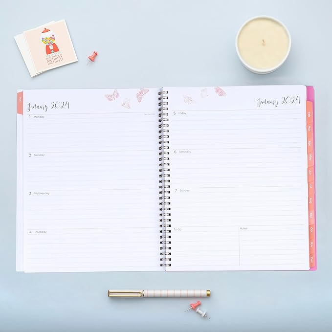 Blue Sky 2024 Weekly and Monthly Planner, January - December, 8.5" x 11", Frosted Cover, Wirebound, Fly By (140195-24)