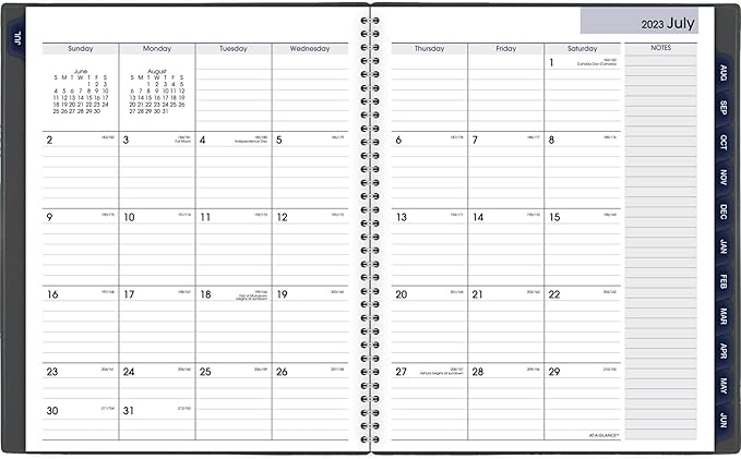 AT-A-GLANCE 2023-2024 Academic Planner, Monthly, 8-1/2" x 11", Large, Monthly Tabs, Flexible Cover, DayMinder, Charcoal (AYC47045)