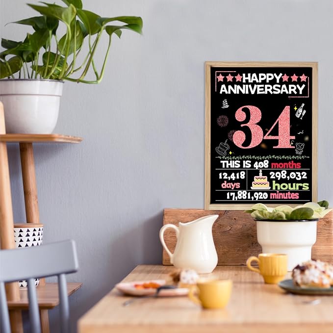 Joycard 34th Anniversary Card for Women, Wedding Card for Wife, Sweet Marriage Decorations Gifts for Couple, Perfect for Her on Anniversary Day, Back in 1991