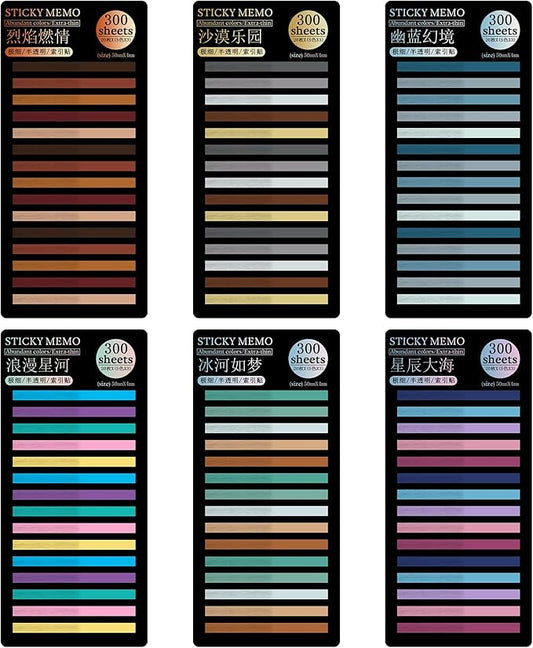 HAUTOCO 1800PCS Transparent Highlighter Tape, Removable Highlighter Strips Sticky Notes Tabs for Annotating Books, Morandi Clear Sticky Page Markers Tabs for Office School Aesthetic Study Supplies