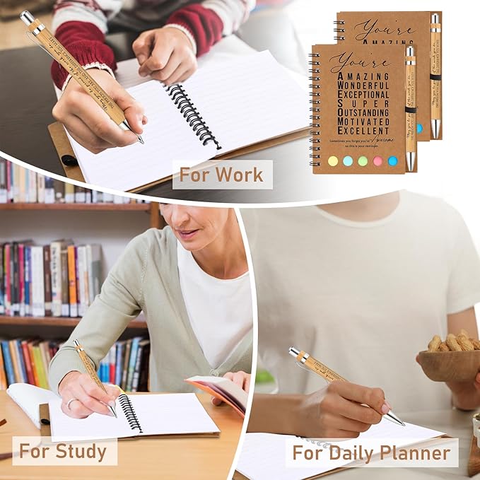 Jetec 50 Sets Bulk Employee Appreciation Gifts Bulk Inspirational Spiral Notebook with Note Ballpoint Pen Thank You Gifts for Volunteer Social Worker Nurse Staff Coworker Students (Amazing)