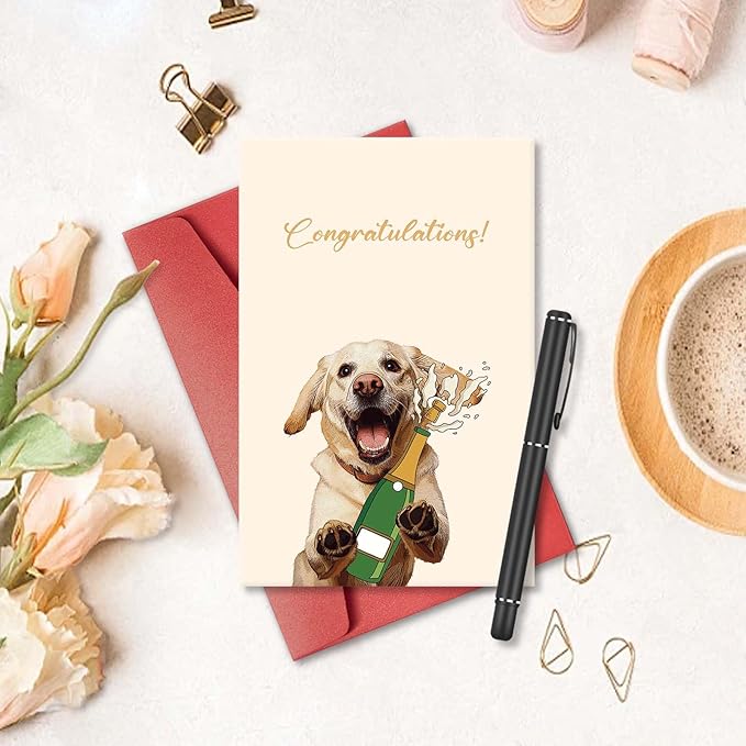 Labrador Wedding Congrats Card for Dog Lover Couple, Wedding Congratulations Card from Dog, Cute Dog Engagement Card, Bridal Shower Card, Wedding Day Congrats Gift for Newlyweds