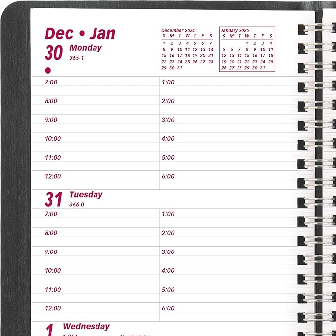 Brownline® 2025 Essential Weekly Planner, Appointment Book, 12 Months, January to December, Twin-Wire Binding, 8" x 5", Black (CB75.BLK-25)