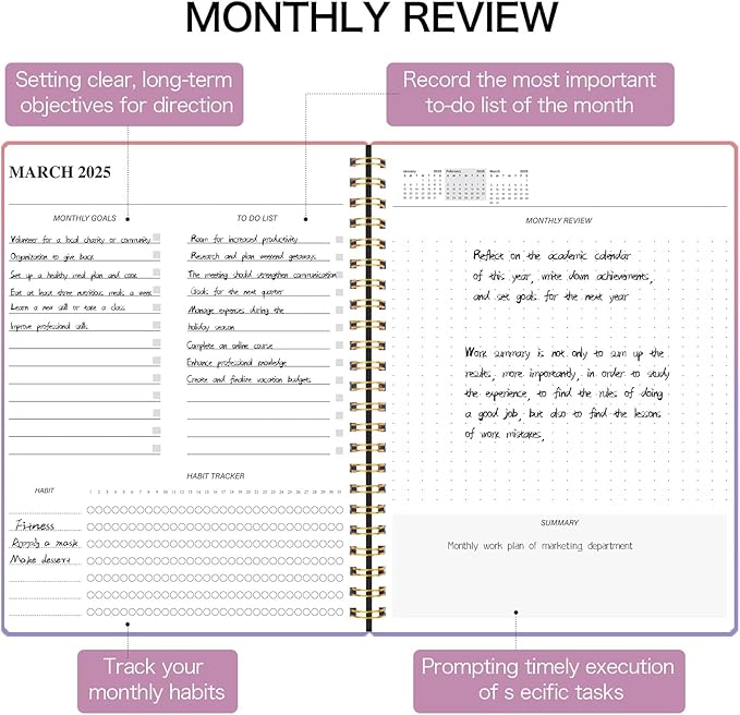 Monthly Planner 2025-2026, 2025 Calendar 24 Months Planner, JAN 2025 - DEC 2026, 7.4"x9.4", Personal Organizer with Monthly Goals, To-Do List, Habit Tracker, 24 Monthes for School Office Home Planning