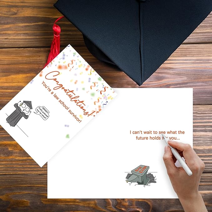 Law School Graduation Card, New Lawyer Graduation Gifts for Women Men, Congratulations Law School Survivor