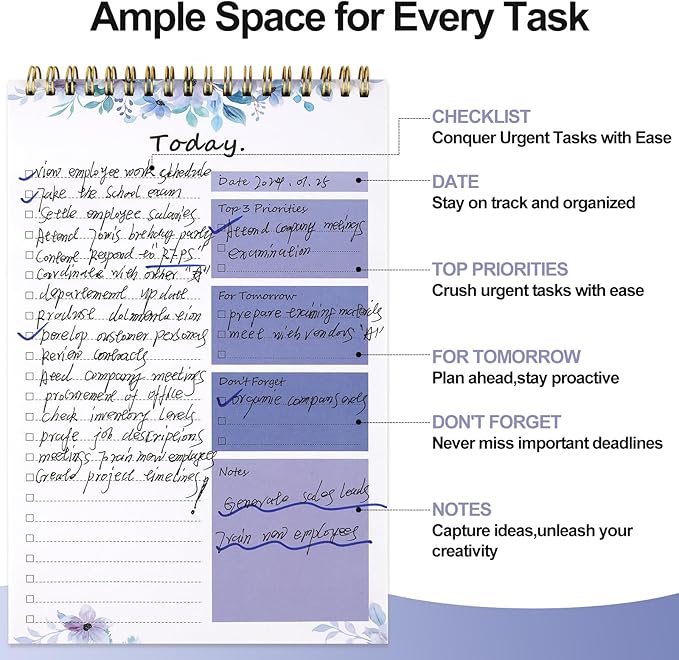 To Do List notepad - To Do List Notebook for Work with 52 Sheets, Undated Daily Planner Perfect for Daily Tasks and Goal Setting, To Do List Notepad Suitable for Office, Desk, Classroom,