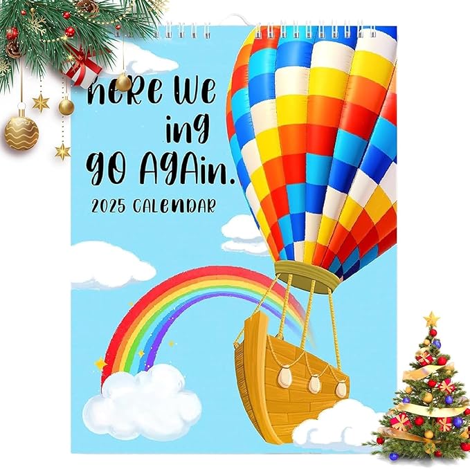 Here We Again 2025 Calendar, Calendar 2025 Planner, Hanging Month Hanging Calendar, Novelty Planning Wall Calendar Note Pads for Home Office (Hot Air Balloon)