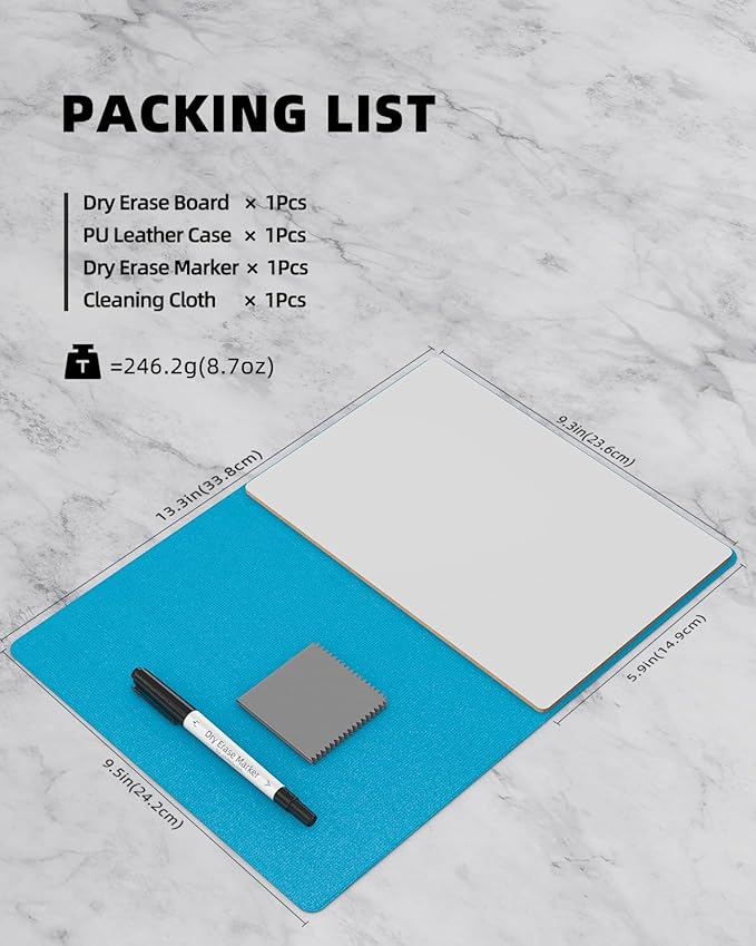 Small Dry Erase Board with Stand for Desk, Portable Reusable Desktop Notepad, 9.5 * 6.6in Memo White Board,Office Home Supplies Desk Accessories MH770 (Blue)