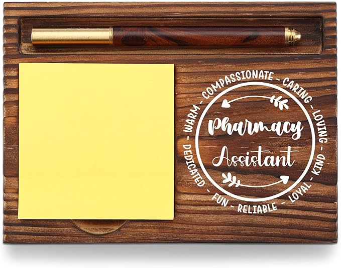 Pharmacy Assistant Sticky Note Holder, Pharmacist Pharmacy Tech Appreciation Gift, Thank You Gifts for Pharmacy Crew Pharm Assistant Technician Self-Stick Note Pad Holders Desk Organizer TZP21
