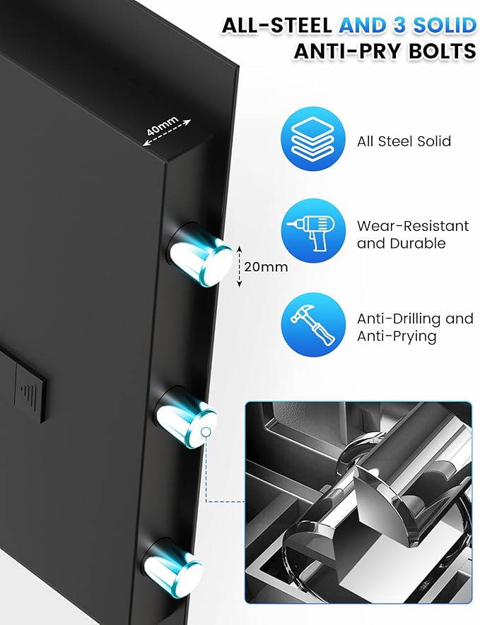 2.6 Cuft Fire Proof Safe for Home Documents, Home Safes Fireproof Waterproof, Fireproof Safe Box with LCD Digital Keypad, Alarm System, Hidden Code, Safety Box For Money Medicine Jewelry