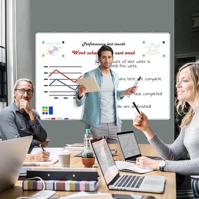 Large Whiteboard, Double Magnetic White Board for Wall, Dry Erase Whiteboard for Office Home & School (Silver, 72x48 inch)